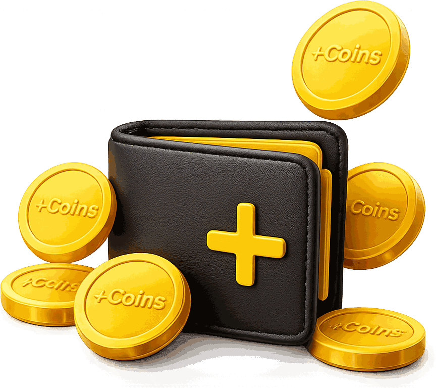 Carteira com moedas +Coins