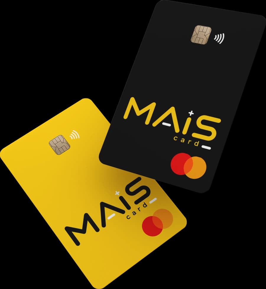 Cartão amarelo e cartão preto MAIS card